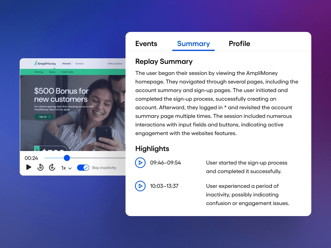 사용자 행동 리플레이 AI 요약