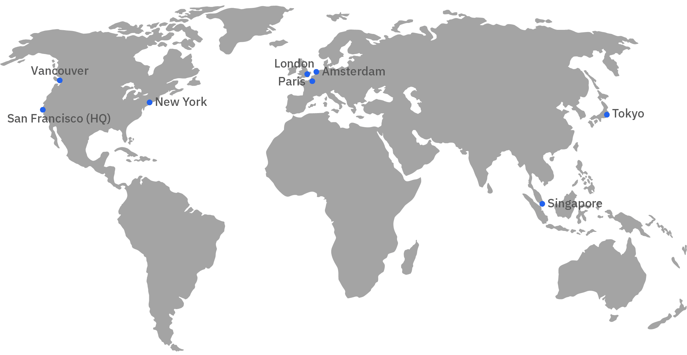 world map with office location pins