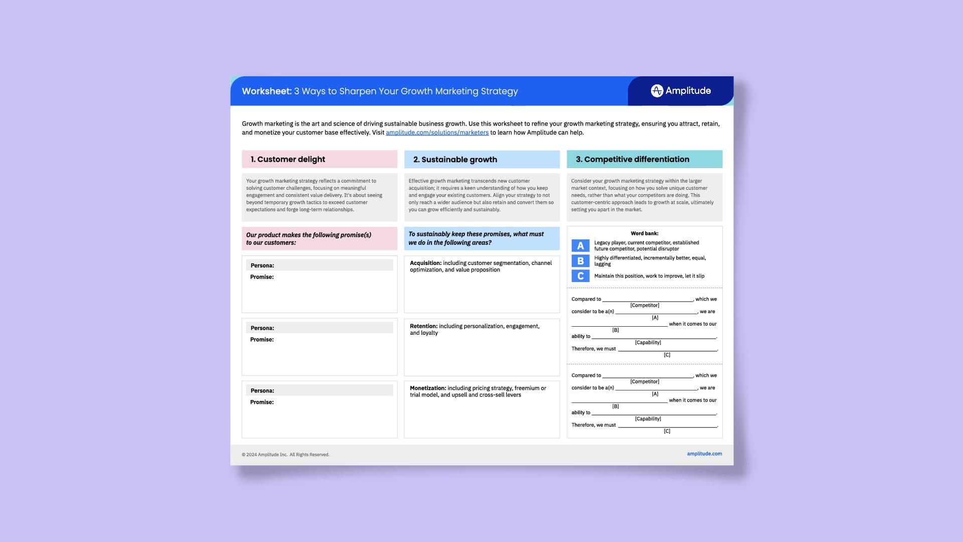 An image representing Amplitude's marketing strategy template